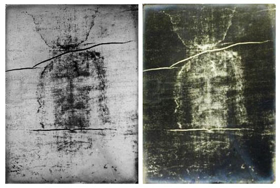 The shroud of Turin. Positive and negative image.